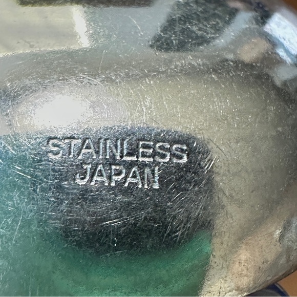 JAPAN MODERN DANISH STAINLESS WOOD SERVING GRAVY SPOON ROUND HANDLE FLAT TIP - Picture 4 of 5